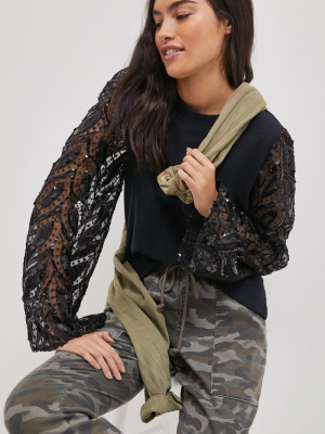 Tasha Lace-sleeved Sweatshirt