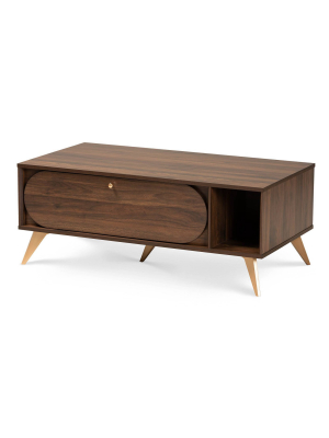 Edel Mid-century Modern Coffee Table Walnut/brown/gold - Baxton Studio