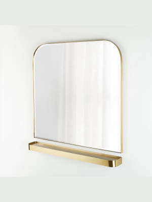 Edge Brass Arch Wall Mirror And Shelf Set