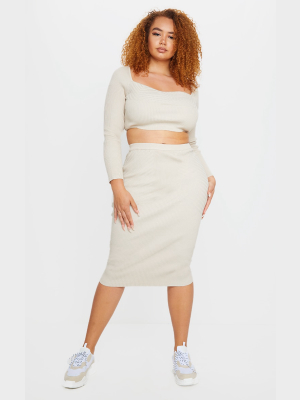 Plus Stone Knit Midi Skirt