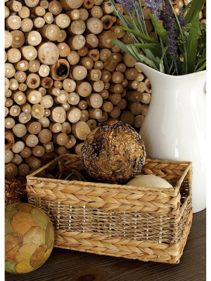 Olivia & May 16"x14"x12"x10" Set Of 4 Rectangular Braided Seagrass Baskets With Handles