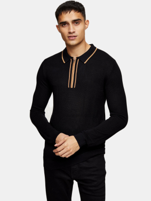 Black Tipped Knitted Polo