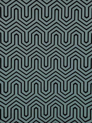 Labyrinth Wallpaper In Teal And Black From The Geometric Resource Collection By York Wallcoverings