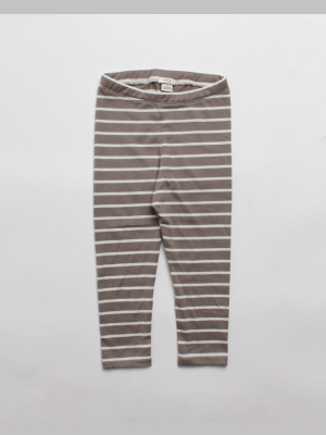 The Stripe Legging In Mushroom+cream