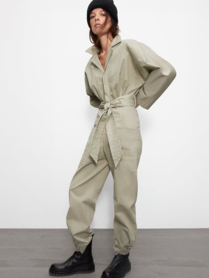 Long Belted Jumpsuit