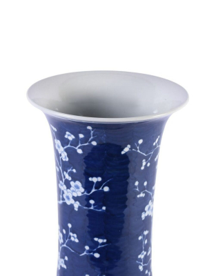 Plum Blossom Umbrella Stand Vase, Blue And White