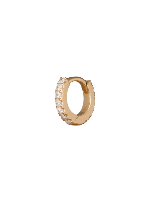 Paved Huggie 5mm - Yellow Gold