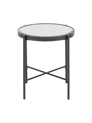 Carlo Round End Table With Glass Top Black - Picket House Furnishings