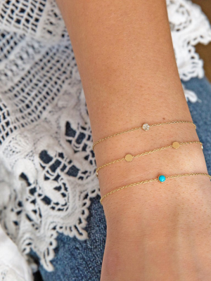 14k Itty Bitty Pave Disc Bracelet