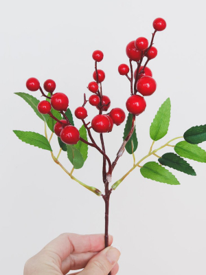 Artificial Holiday Berries In Red - 13"