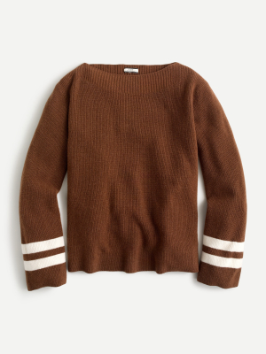 Cashmere Boatneck Sweater With Bell Sleeves