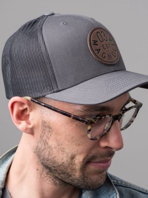 Magnolia Leather Patch Charcoal Mesh Hat