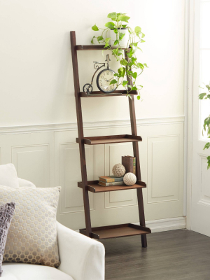 Farmhouse Wooden Ladder Shelf Brown - Olivia & May