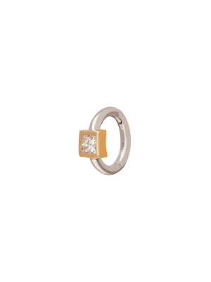 Square Bezel Huggie 5mm - White & Yellow Gold