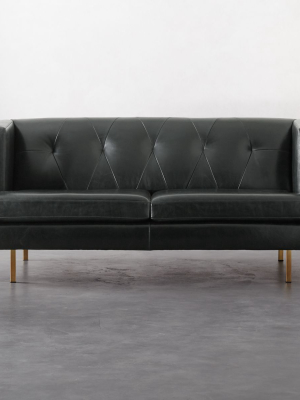 Avec Leather Apartment Sofa With Brass Legs