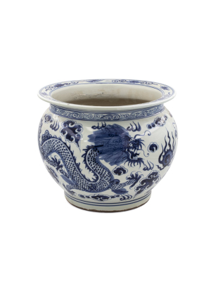 Porcelain Pot Planter Dragon Motif