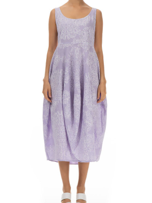 Balloon Ornamented Lilac Linen Dress