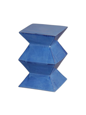 Zigzag Garden Stool In Blue