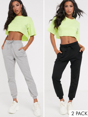 Asos Design Basic Jogger With Tie 2 Pack Save