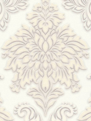 Meredith Classic Baroque Wallpaper In Beige, Grey, And Metallic By Bd Wall