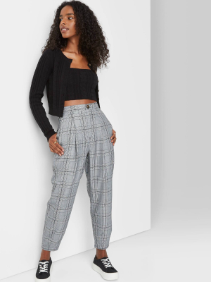 Women's High-rise Plaid Pleated Tapered Pants - Wild Fable™