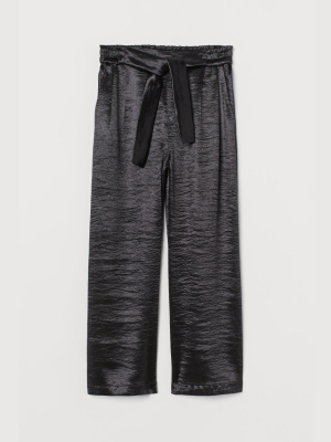 Wide-cut Satin Pants