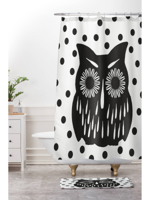 Garima Dhawan Vintage Black Owl Shower Curtain Black - Deny Designs