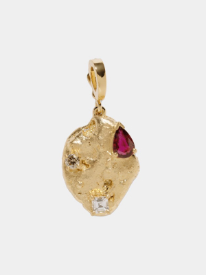 Ruby Scattered Large Gold Nugget Charm