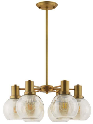 Natalia Amber Glass And Brass Pendant Chandelier