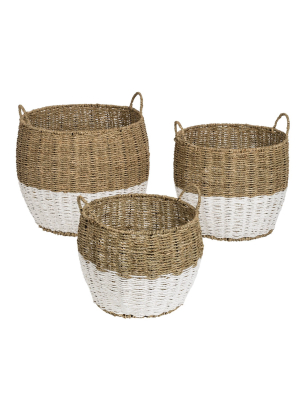 Honey-can-do 3pc Nested Round Baskets Light Brown