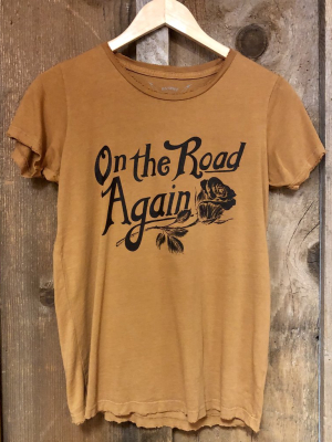 On The Road Again Womens Tee Cognac/blk