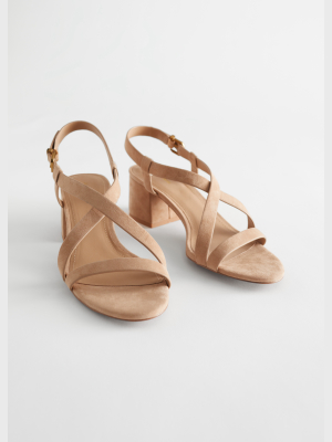 Suede Criss Cross Heeled Sandals