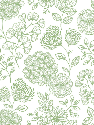 Ada Green Floral Wallpaper From The Scott Living Ii Collection By Brewster Home Fashions