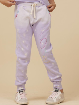 Acid Lilac Jogger With Love Embroidery