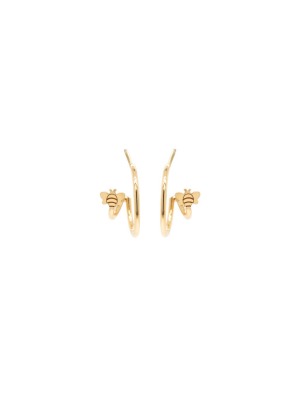 14k Itty Bitty Bee Double Hoop Earrings