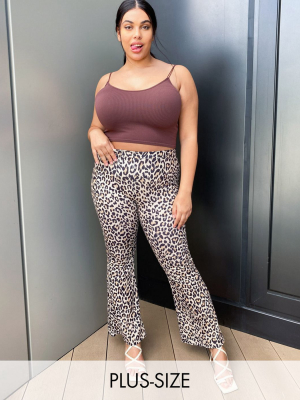 Rokoko Plus Flared Trousers In Leopard Print