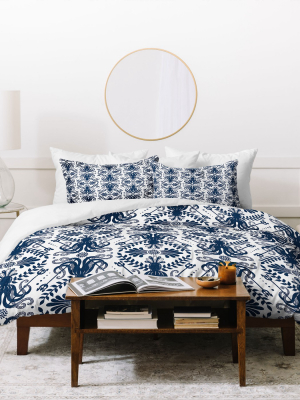 Heather Dutton Geometric Mythos Oceanic Duvet Set - Deny Designs