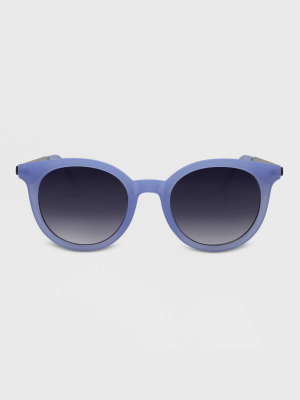 Women's Round Plastic Metal Sunglasses - A New Day™ Blue