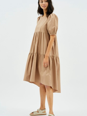 Nancy Hi-low Midi Dress - Beige