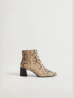 Snake-effect Ankle Boots