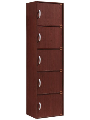 5 Shelf 5 Door Bookcase In Mahogany Brown - Pemberly Row