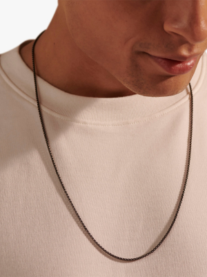 Men's Silver Box Chain With Satin Matte Black Rhodium