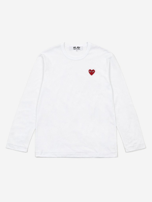 Comme Des Garcons Play Red Heart Longsleeve T-shirt - White