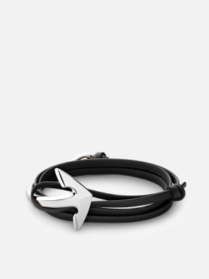 Anchor Half-cuff Leather, Silver