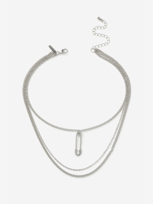 **safety Pin Multirow Necklace