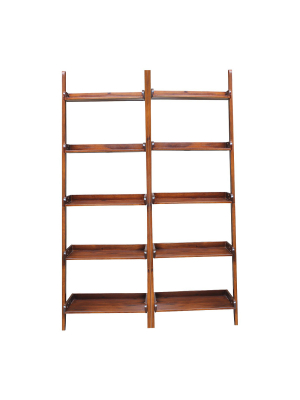 Set Of 2 75.5" 5 Shelf Leaning Bookshelf Espresso - International Concepts