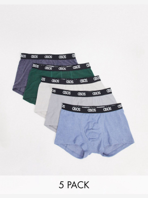 Asos Design 5 Pack Short Trunks In Dusky Pastels Save