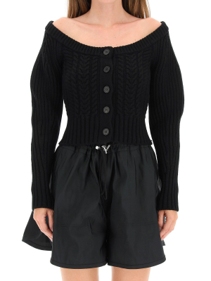 Alexander Mcqueen Off Shoulder Cropped Cardigan