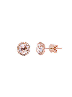 Diamond & White Topaz Studs - Rose Gold