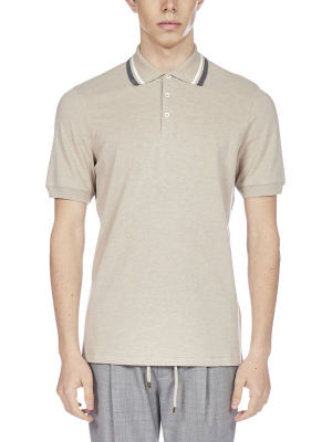 Brunello Cucinelli Striped Collar Polo Shirt